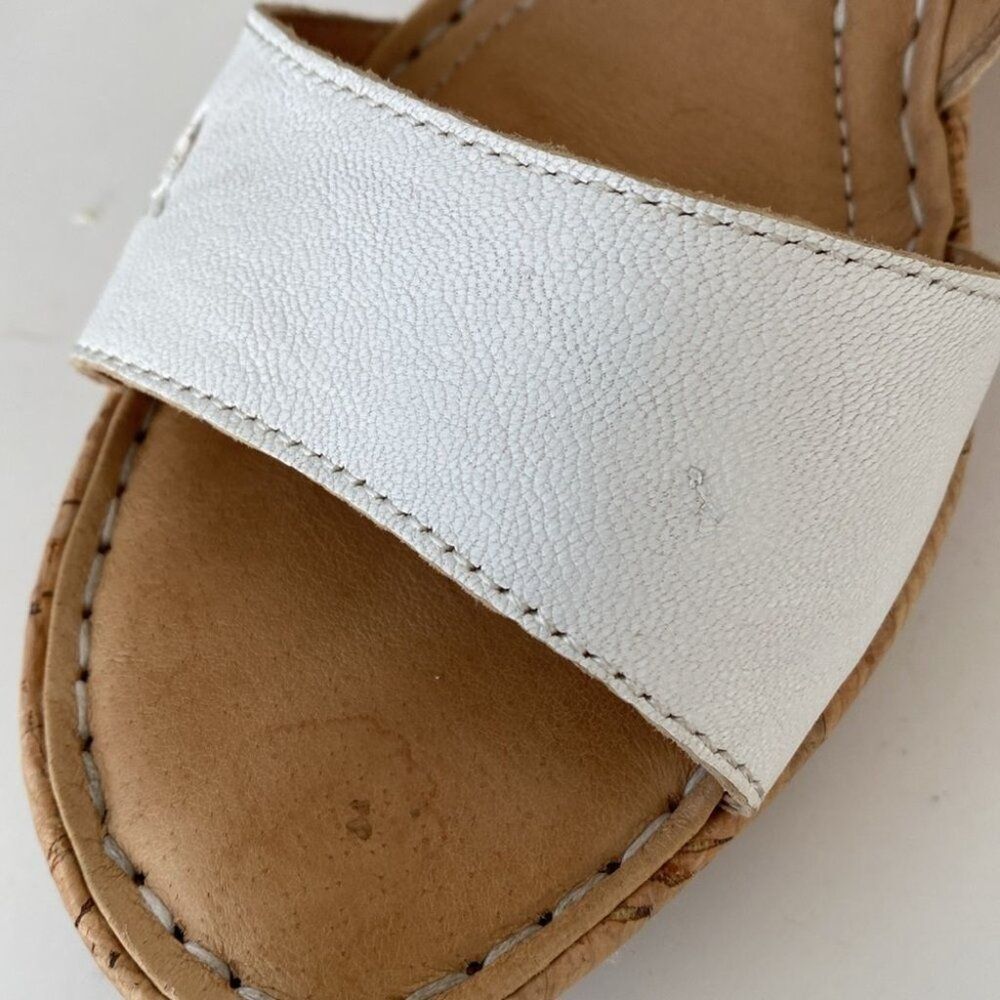 Born White Leather Cork Wedge Sandals - Picture 16 of 16